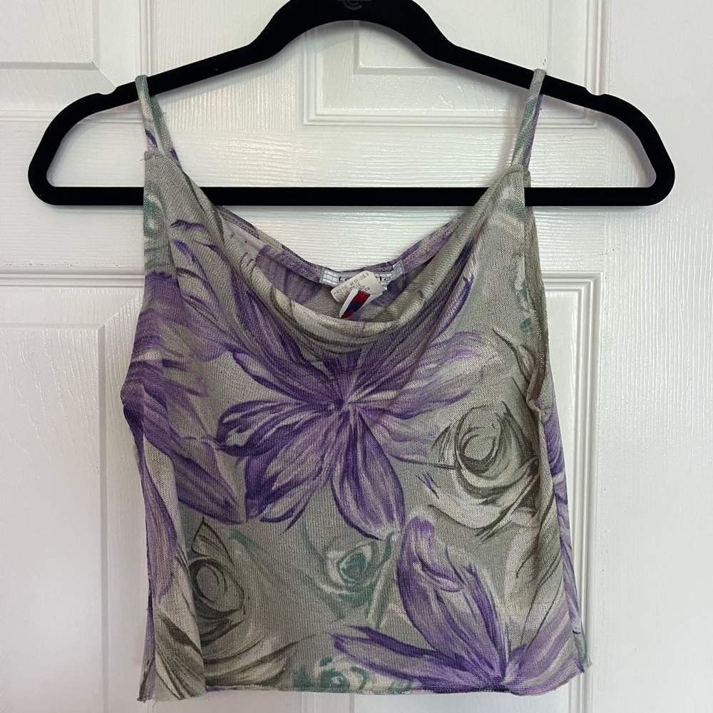 La Belle Purple and Gray Floral Camisole